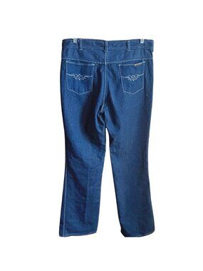 36x35 Fit Vintage Mens Disco Jeans 80s BOOTCUT FLARE emb roidered POCKET STRETCH